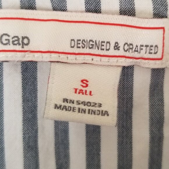 GAP Shirt Dress Long Sleeves Gray Stripe Size Small Tall - Picture 7 of 9